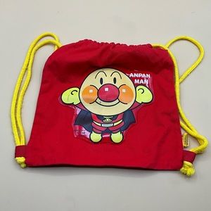 A Rare Vintage Red From Japan Anpanman Lightweight Mini Backpack Cotton Bag
